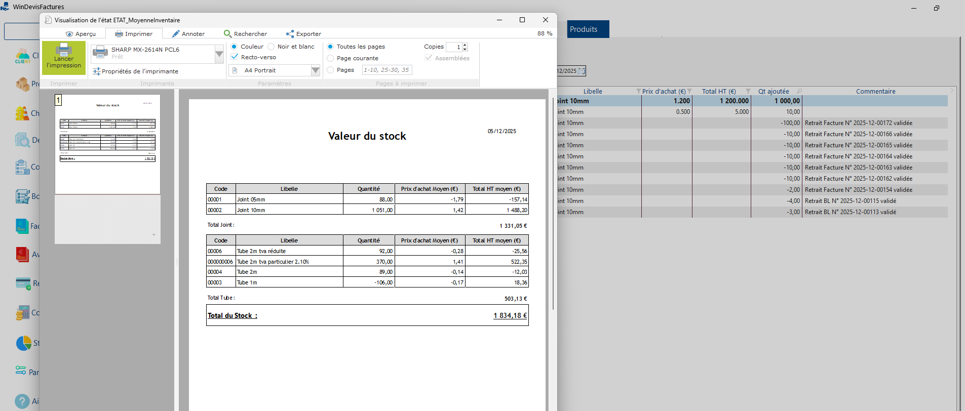 Valeur stock 